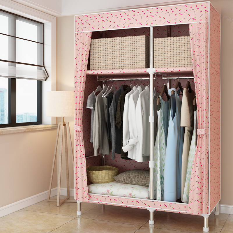 唐堂富柜 简易衣柜 牛津布衣柜25钢管钢架单双人收纳简约现代经济