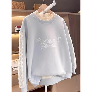 女童加绒卫衣秋冬款2025新款儿童加厚打底衫冬装女孩韩版圆领上衣