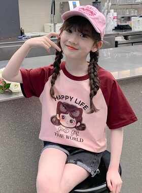 女童短袖插肩袖T恤款式