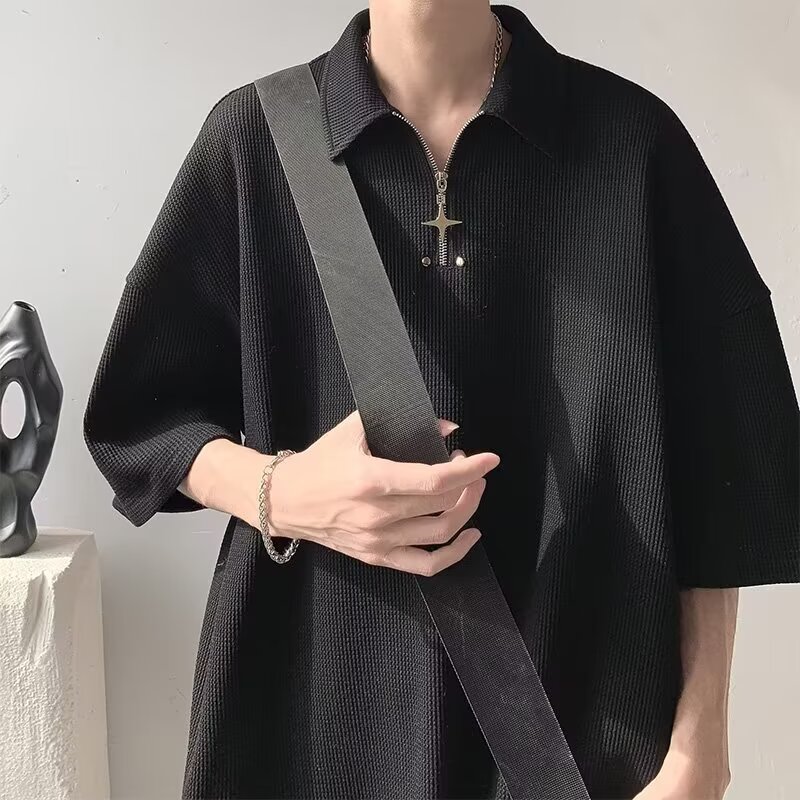 美式polo衫短袖t恤男款2025新款夏季穿搭宽松上衣高级感痞帅半t袖