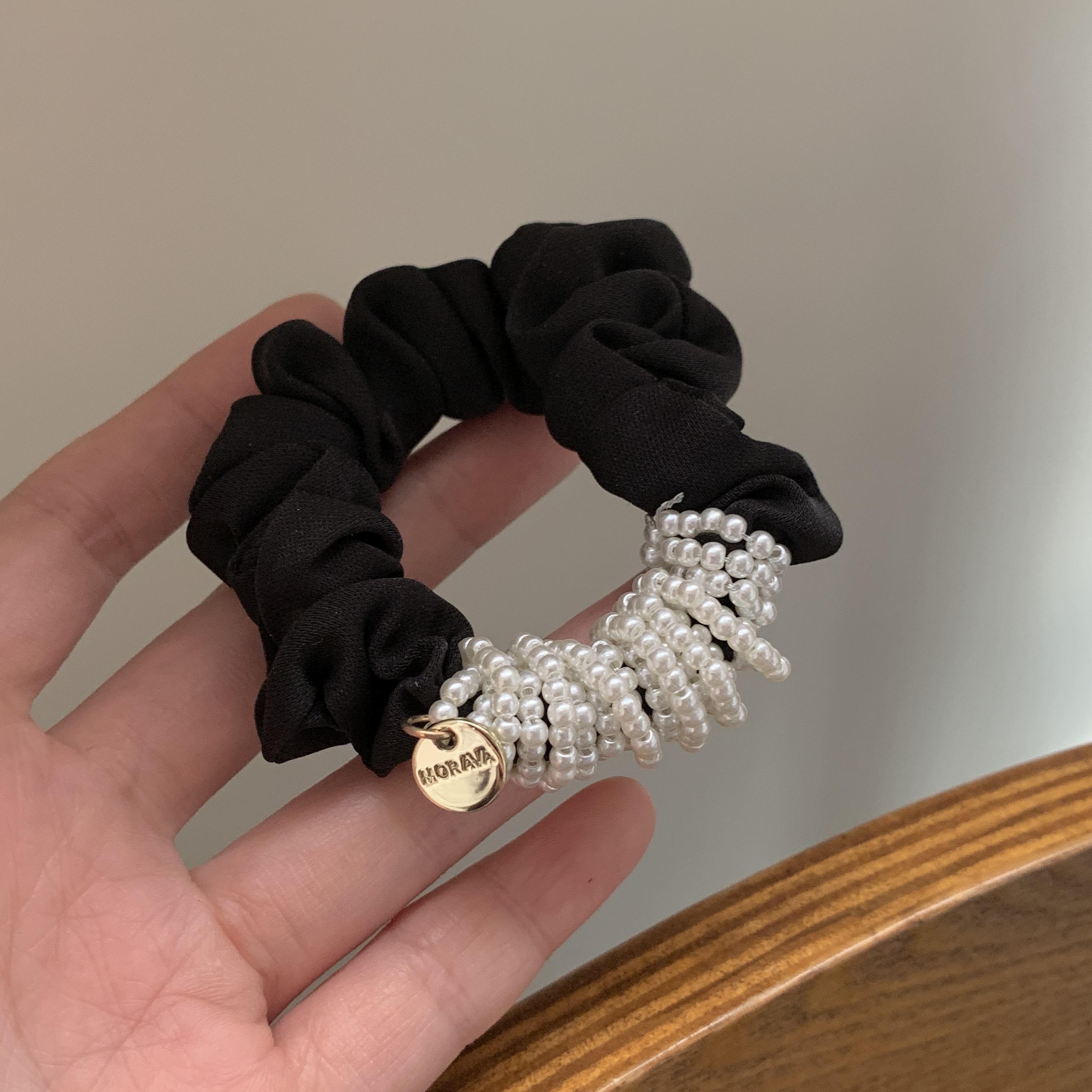 韩国法式立体绕圈珍珠大肠发圈2025新款高马尾丸子头发绳头绳