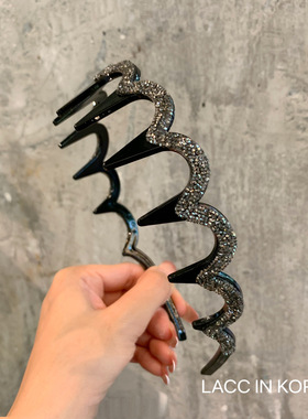 韩国百搭简约波浪发箍女2025新款高颅顶满钻带齿防滑发卡头箍