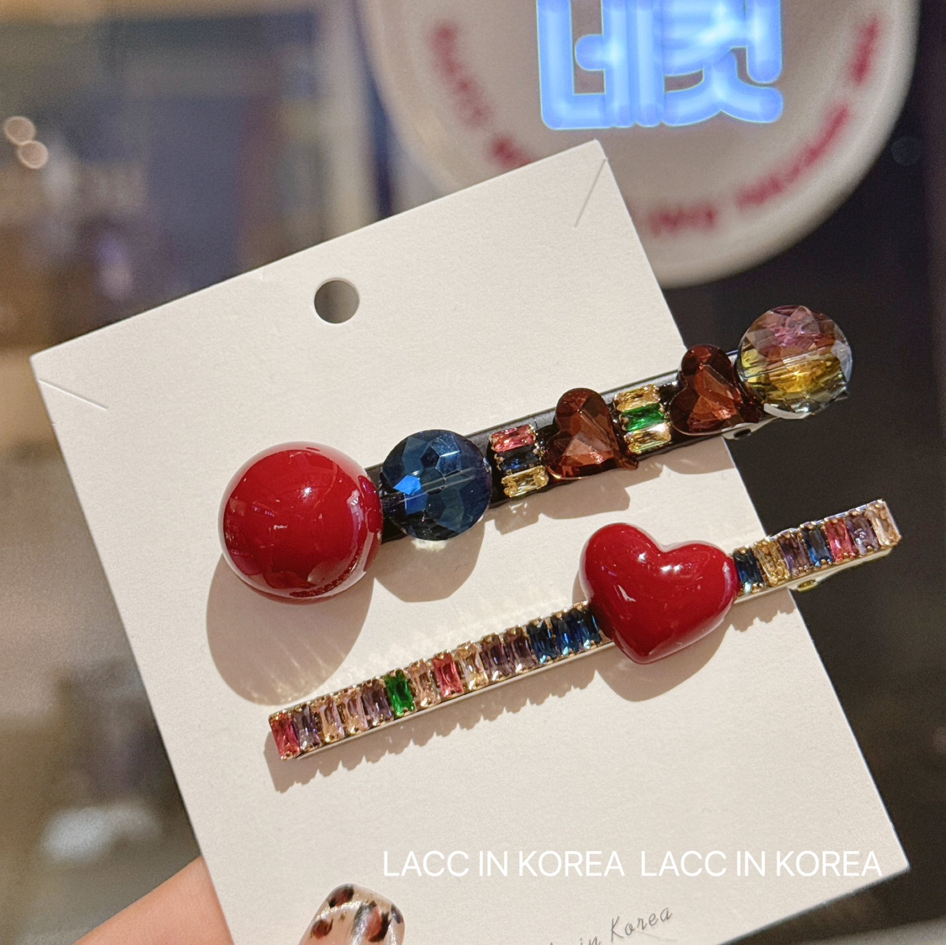 韩国2024新款彩钻糖果色爱心发夹甜美可爱发卡侧边刘海夹