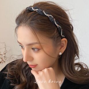 轻奢气质高级感珍珠缠绕细发箍女2023新款小众设计压发头箍发卡女