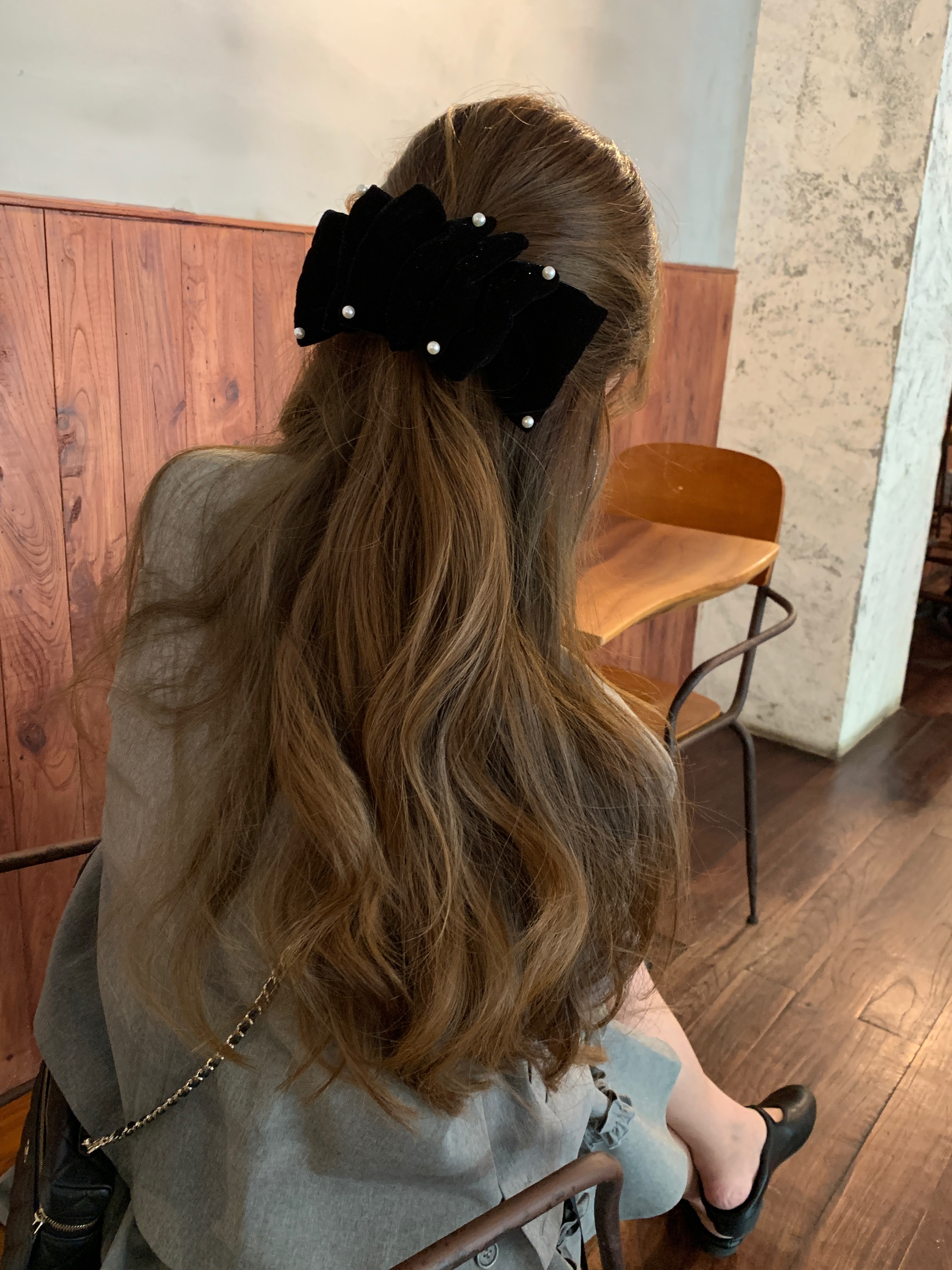 韩国进口满天星2025新款高级感丝绒珍珠发夹夹子头饰发卡弹簧夹