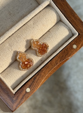 碎钻超闪过年佩戴超仙葫芦耳钉女珠宝新中式国风耳环高级显白耳饰