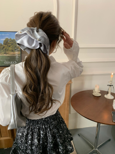 日本进口布料珍珠大肠发圈2026新款高级感丸子头扎马尾头绳发饰女