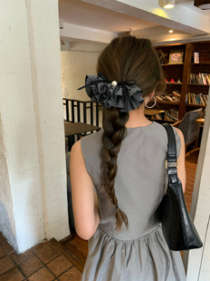 韩国裙摆波点蝴蝶结弹簧夹2025新款气质法式低马尾扎发夹复古发卡