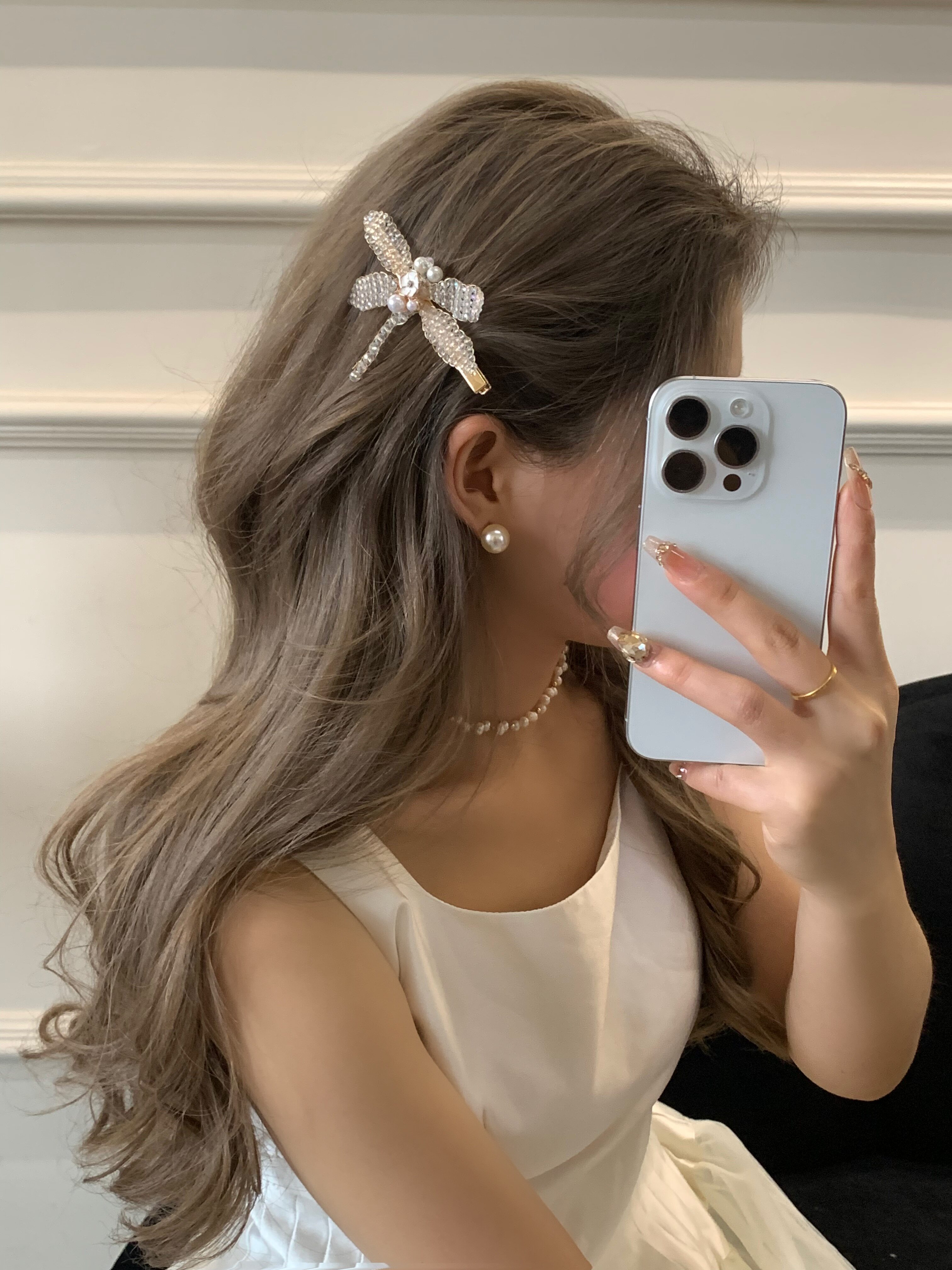 高级创意发饰春夏手工串珠边夹侧边发夹刘海夹发饰 头饰女鸭嘴夹