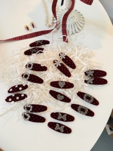 新年发夹红色韩国2026新款高级感丝绒镶钻发夹发饰头饰掰掰夹女