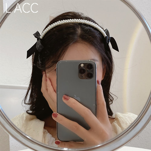 发箍日韩双排珍珠蝴蝶结发饰