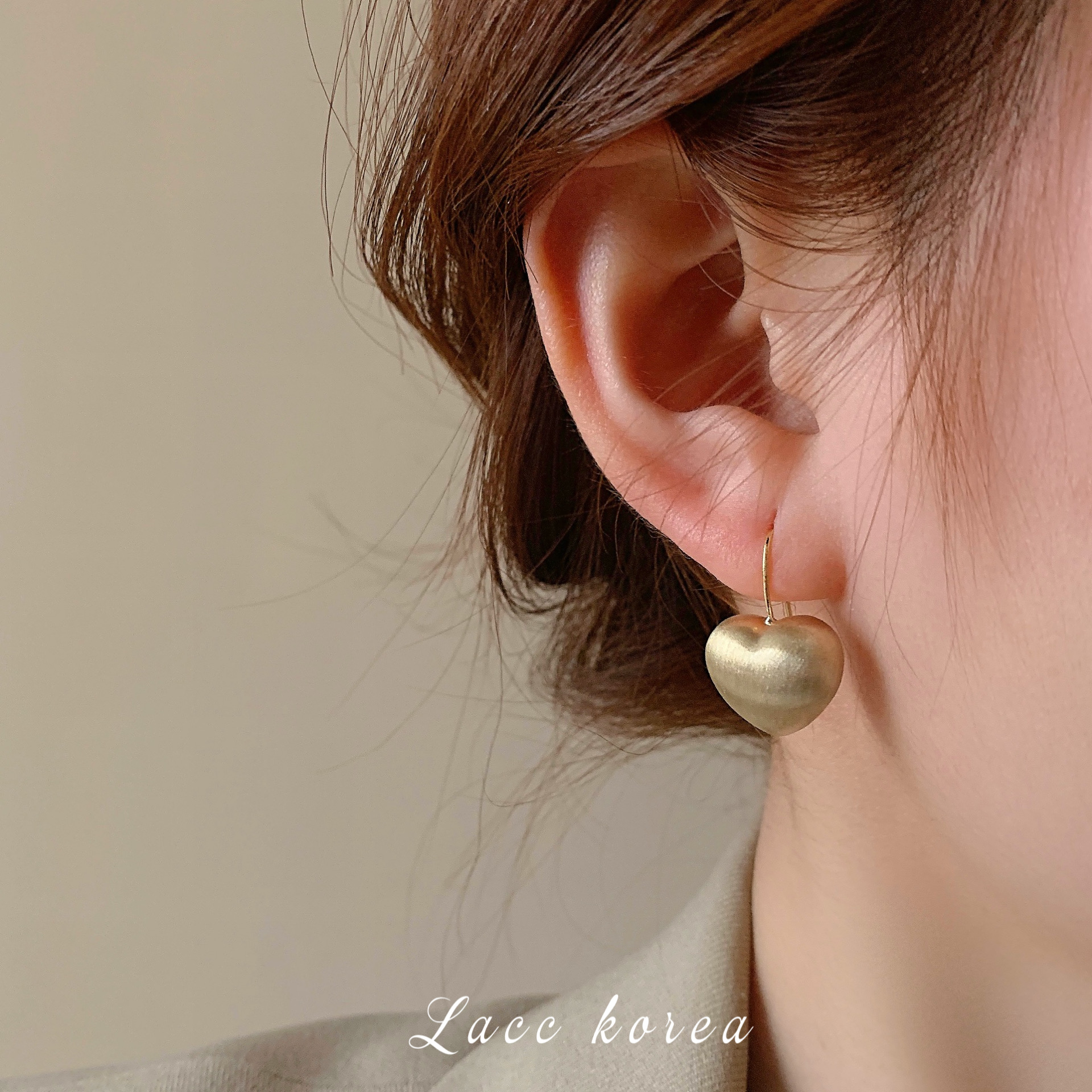 日韩女金属拉丝爱心耳环耳饰