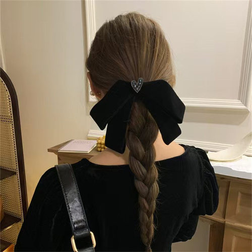 韩国双面复古植绒大蝴蝶结发夹