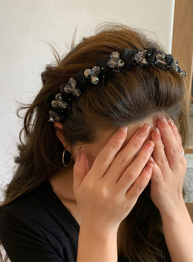 韩国高级感水钻麻花辫发卡2025新款时尚洋气高颅顶发箍头箍发饰女