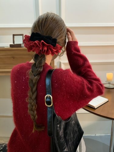 秋冬甜美丝绒蝴蝶结发夹