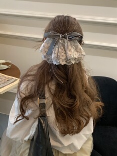 小L同学韩国原创蕾丝蝴蝶结发夹女2026新款高级感气质发饰弹簧夹