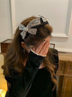 新品减10~饰品发箍2026新款高级感满钻蝴蝶结发箍发饰头饰发卡女