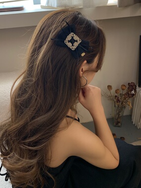 上新-5韩国新款黑色蝴蝶结发夹女高级感气质刘海夹发饰头饰发卡