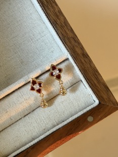 新品减5红色滴釉葫芦吊坠耳钉轻奢高级感耳环个性气质百搭耳饰品