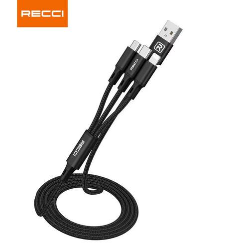 Recci 锐思RCS-D120一拖三接口苹果 Type-C安卓通用充电手机数据线