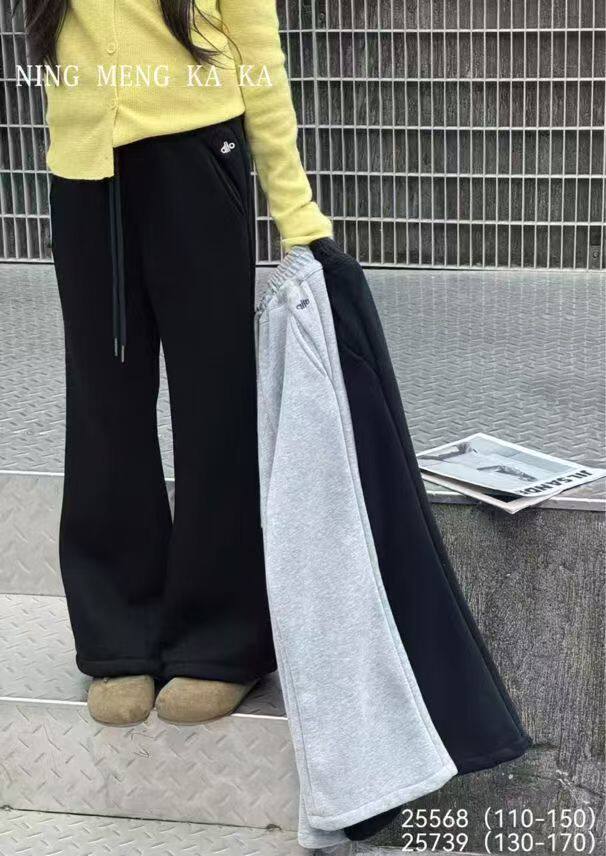 秋冬新款儿童运动裤女童中童休闲裤一体奥利绒喇叭裤断码特价