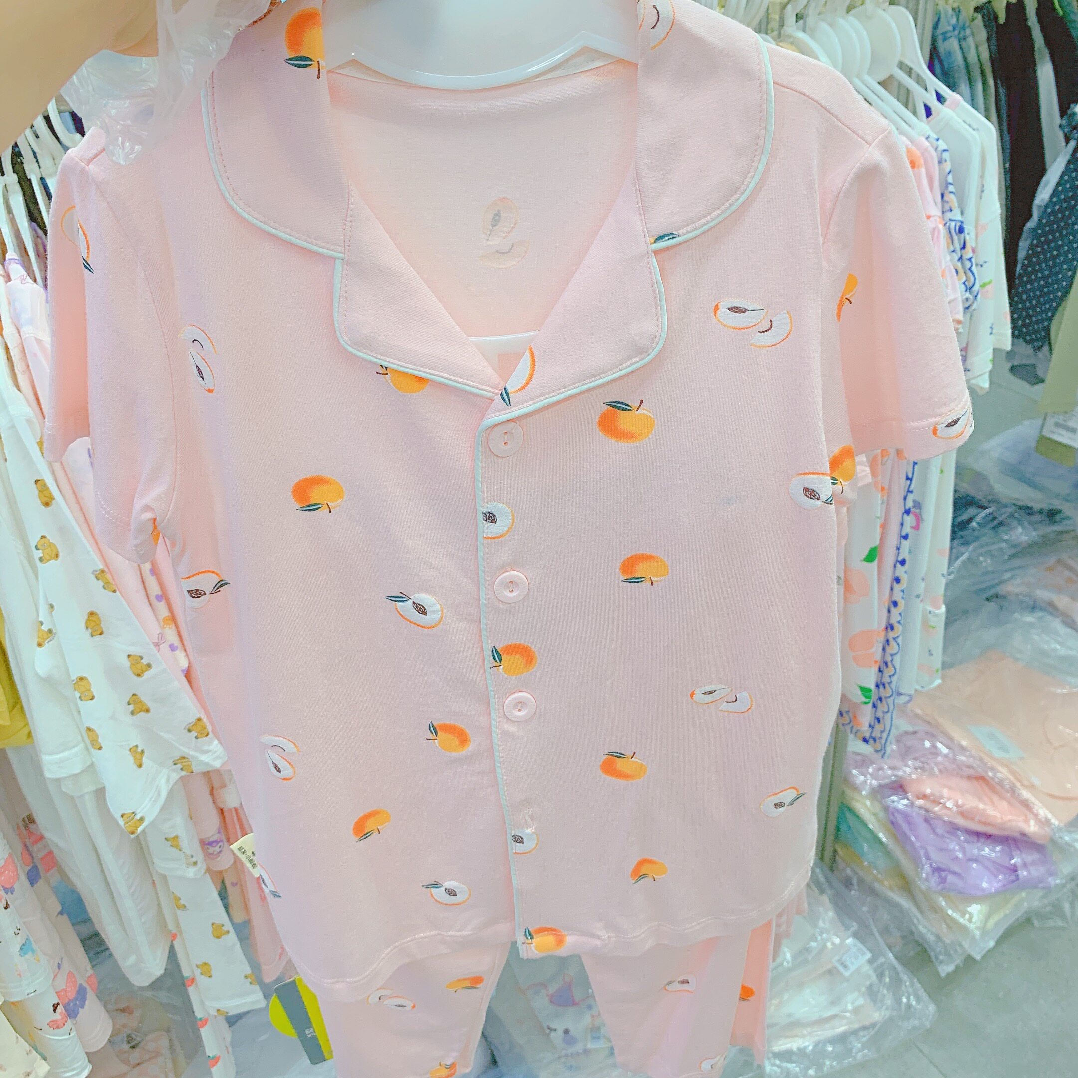 益友小蚂蚁夏季女童短袖七分裤两件套家居服夏款睡衣套装特价清仓