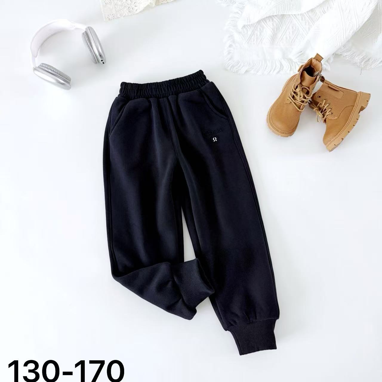 木木棉男女童双层卫裤2025新款儿童冬装运动裤中大童加厚裤子