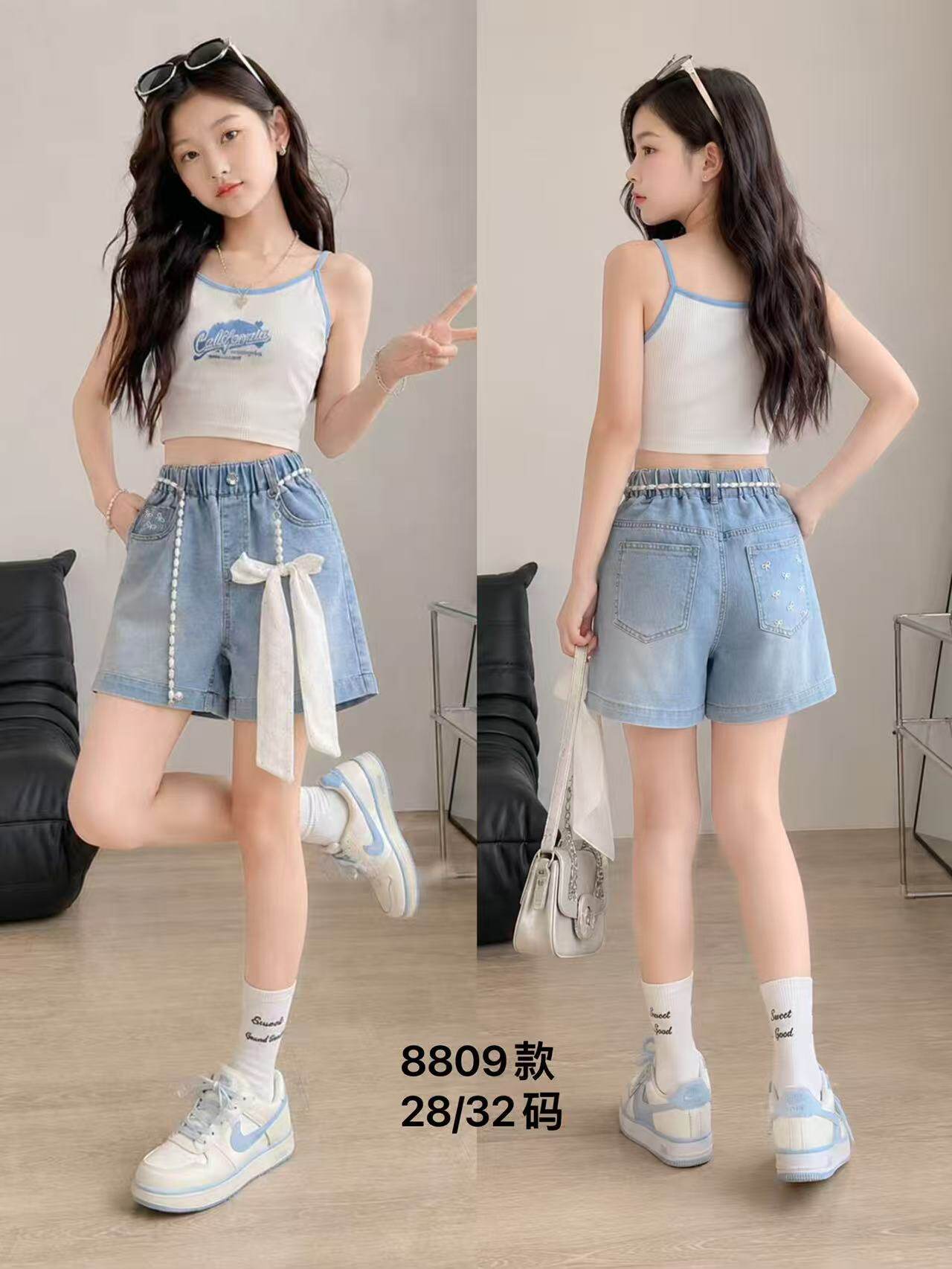 女童夏季短裤新款儿童夏装薄款牛仔中裤中大童夏款休闲牛仔短裤