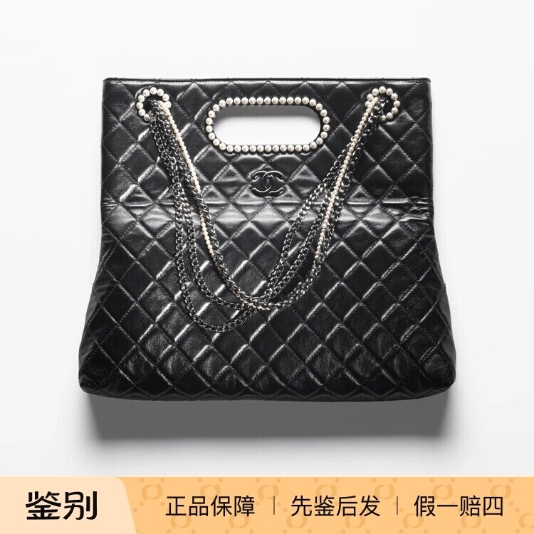 新款奢店 2023正品 CHANEL/香奈儿 手工坊限量复古亮面羊皮购物袋