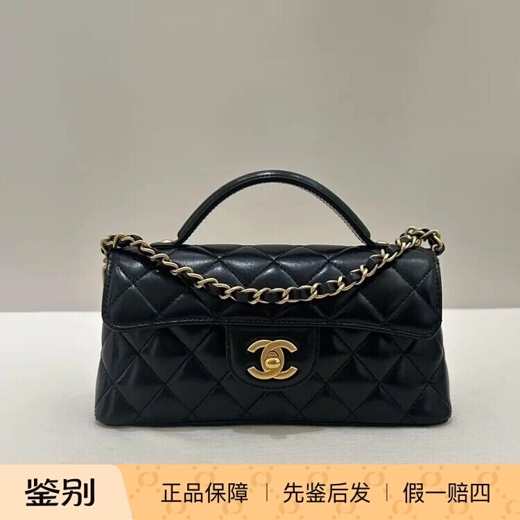 奢店代购 2025p 新款Chanel/香奈儿 羊皮亮面迷你手柄口盖单肩包