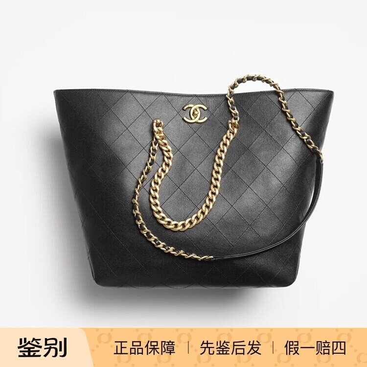 奢店代购 2025b 新款正品 CHANEL/香奈儿 荔枝纹牛皮单肩购物袋
