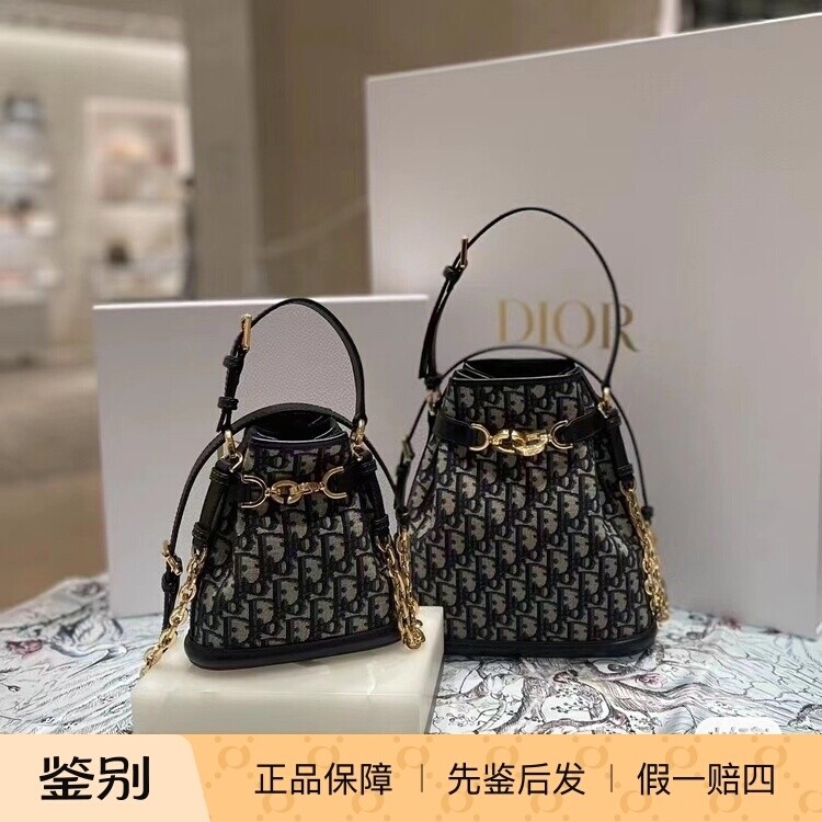 新款奢店代购 2023 Dior/迪奥 cest 限量老花小号中号水桶 单肩包