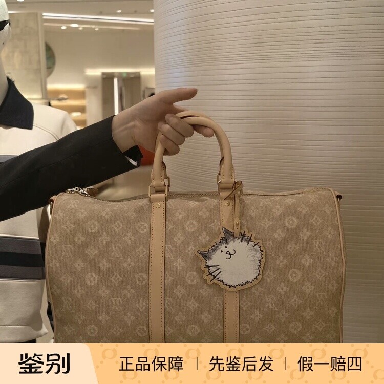 奢店代购2025新款 LV/路易威登 KEEPALL 45猫咪限量旅行袋 M25787
