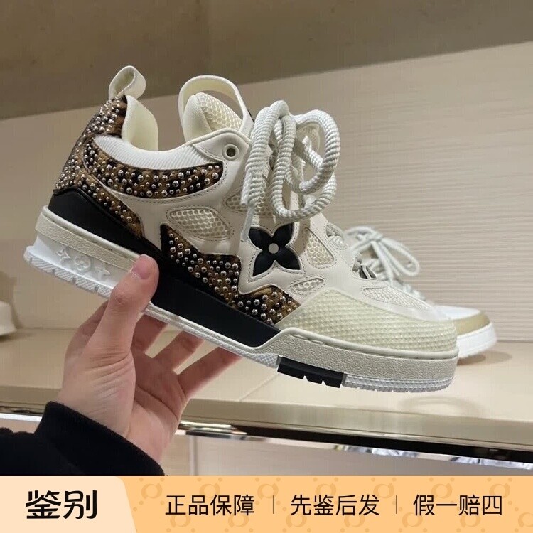 奢店代购 2025新款 LV/路易威登 SKATE豹纹铆钉休闲运动鞋 1ADI40