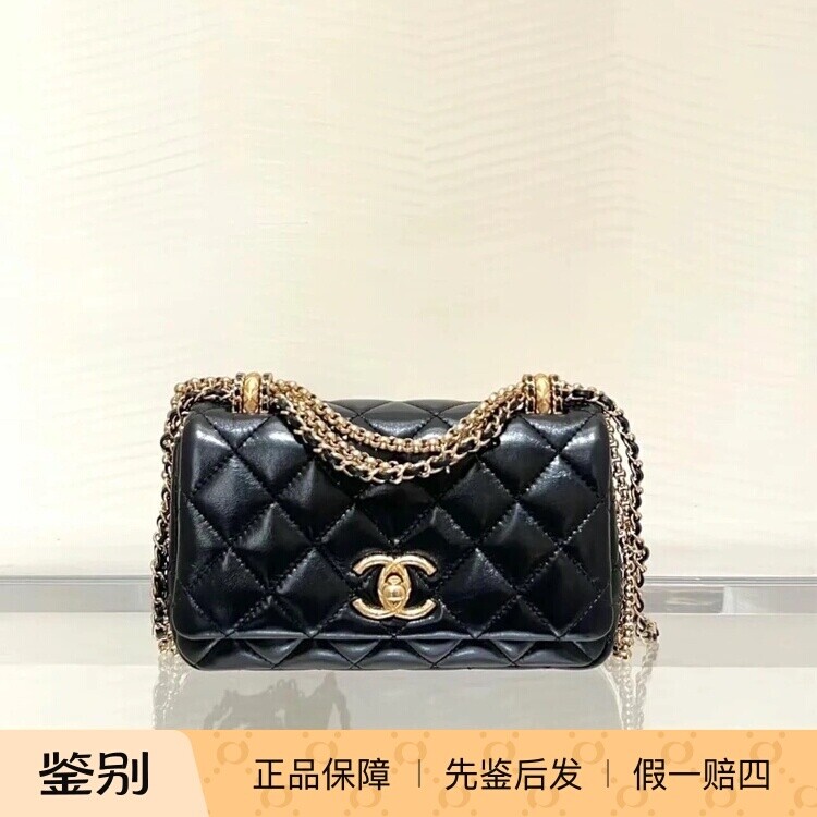 香奈儿抛光小羊皮迷你链条手袋