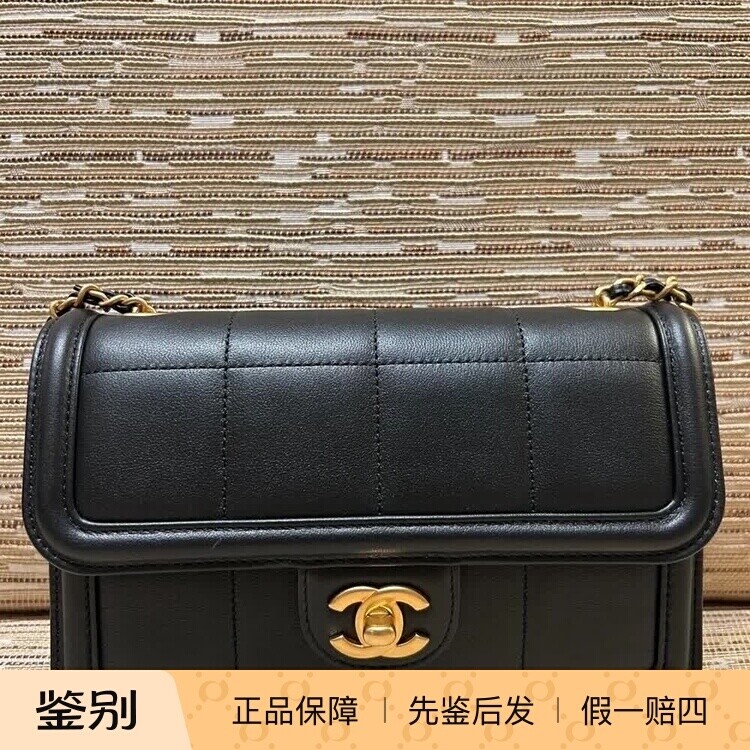 新款奢店代购 2025cChanel/香奈儿 羊皮小牛皮银色金属迷你口盖包
