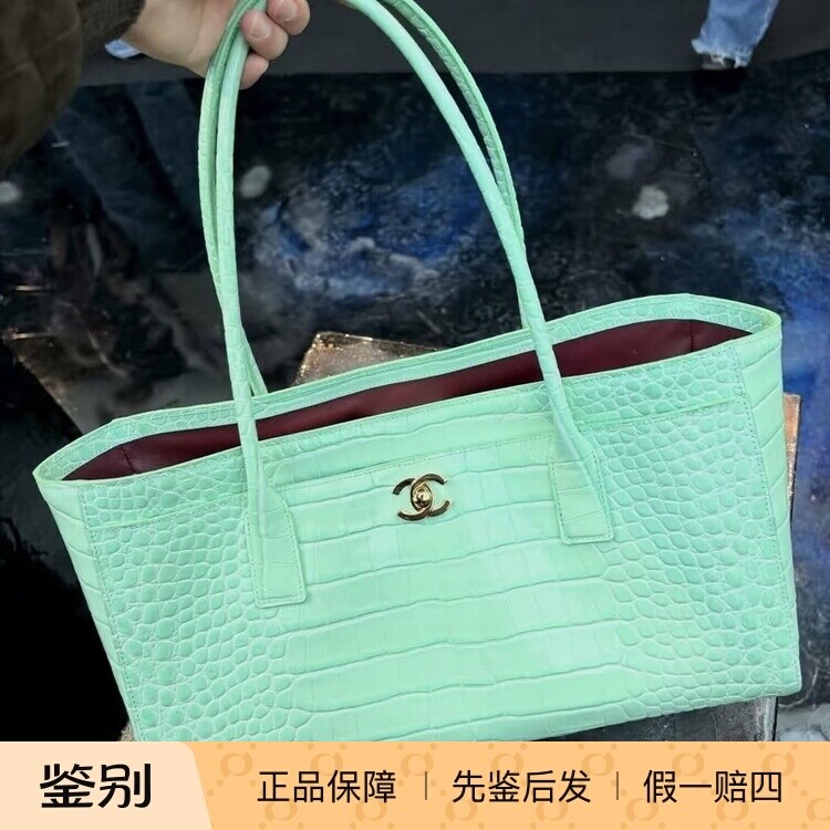 奢店代购 2026s 新款正品 CHANEL/香奈儿 牛皮鳄鱼纹单肩购物手袋