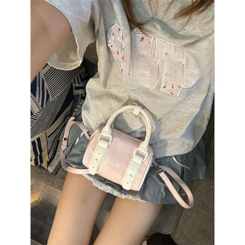 甜美少女心休闲波士顿包包女通勤百搭手提斜挎枕头包春夏季新款包