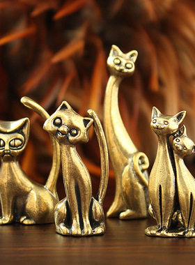 跨境爆款黄铜欧式猫摆件