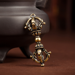 黄铜降魔杵西藏密宗法器铜金刚柱黄铜挂件吊坠挂饰金刚杵钥匙扣