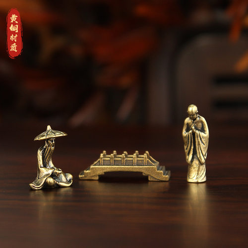 黄铜渔翁姜太公钓渔翁小桥僧