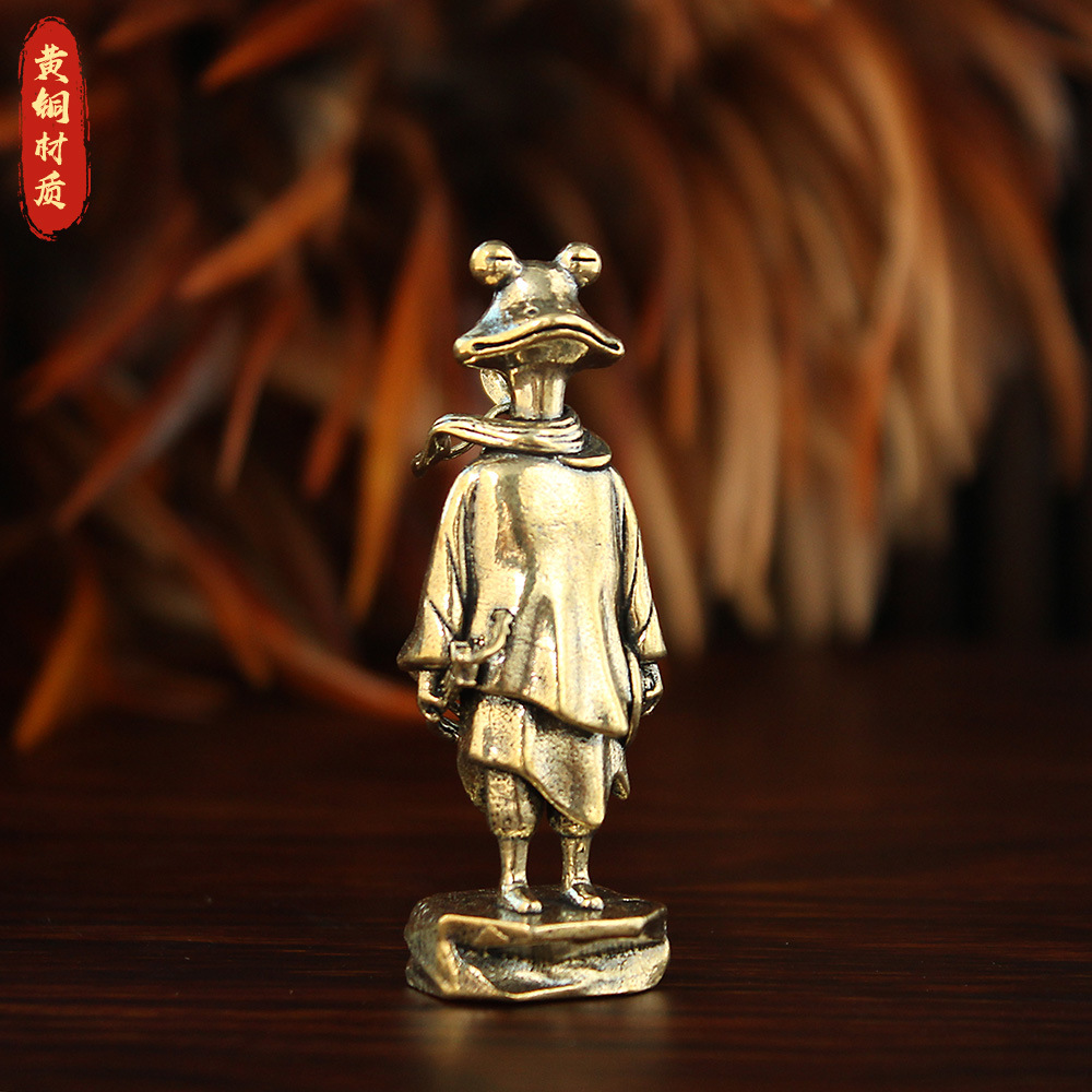 黄铜侠客青蛙招财茶宠摆件