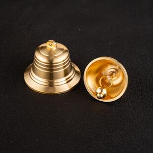 中式黄铜铜铃铛大号铜风铃寺庙铜钟提醒铃开口喇叭黄铜器挂件铃铛