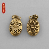 黄铜弥勒佛钱袋招财进宝复古男女钥匙扣镂空福袋铜大肚佛挂件吊坠