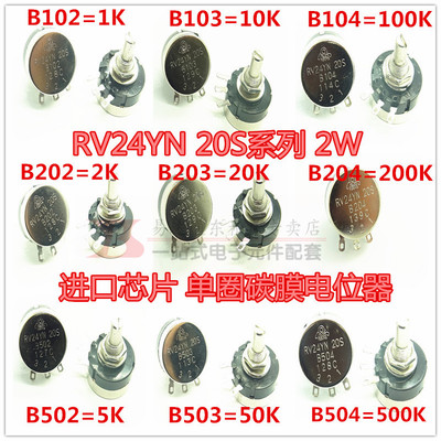 RV24YN 20S-B102/103/104/202/203204/501/502/503/504单圈电位器