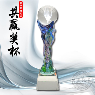 高档琉璃水晶奖杯奖牌奖章奖盘奖品礼品年会颁奖会务用品免费刻字