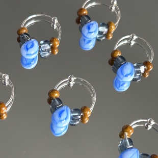 原创设计国风新中式 小众清冷青花瓷捷克珠纯银925防过敏耳圈耳环