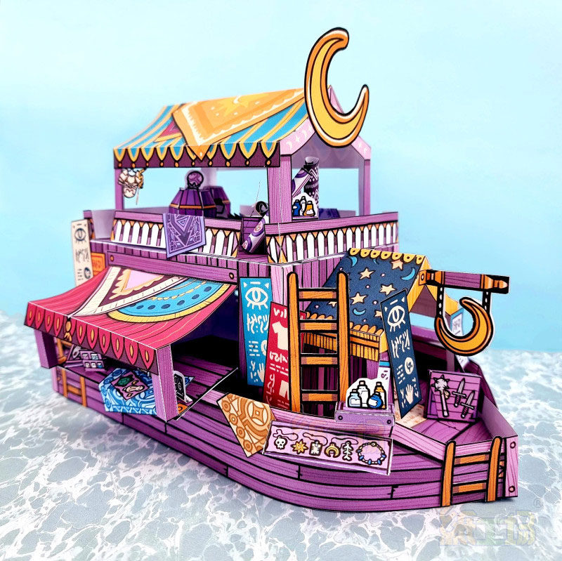 神秘的集市船 亚洲建筑 纸模型 3D立体纸模型 DIY手工摆件,模玩/动漫/周边/娃圈三坑/桌游,其他类型纸模,淘宝优惠券,粉丝福利购,淘宝优惠卷