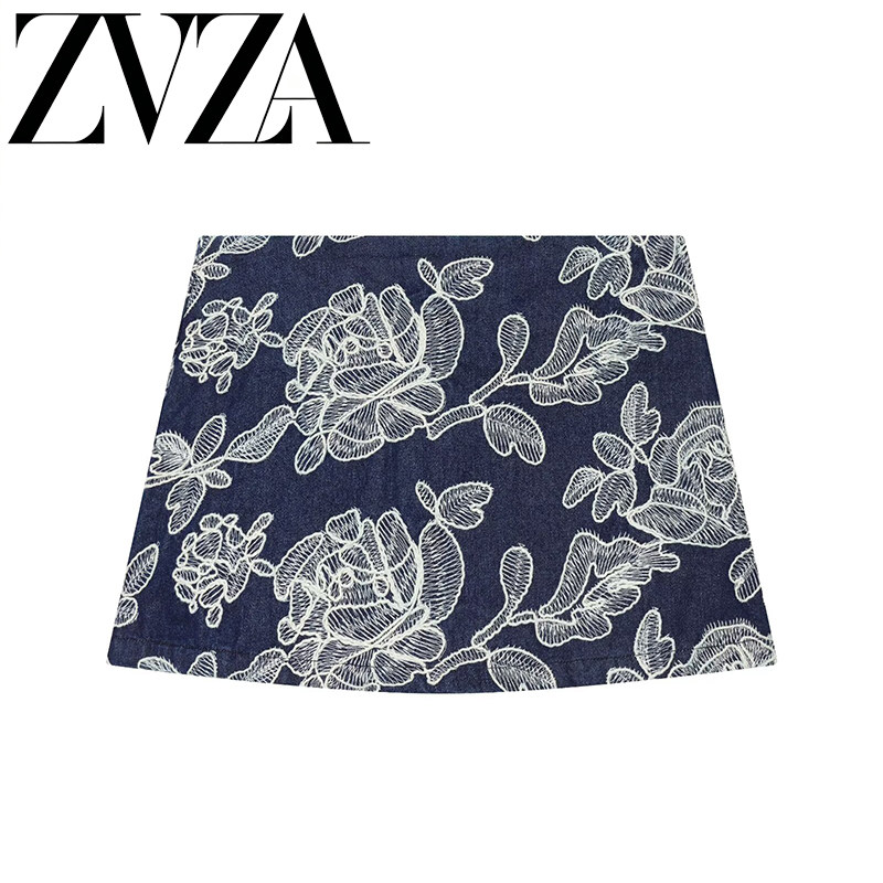 ZA 夏季新款 ZV女装 欧美风 法式时尚气质百搭款刺绣短裤 2949030