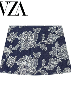 ZA 夏季新款 ZV女装 欧美风 法式时尚气质百搭款刺绣短裤 2949030